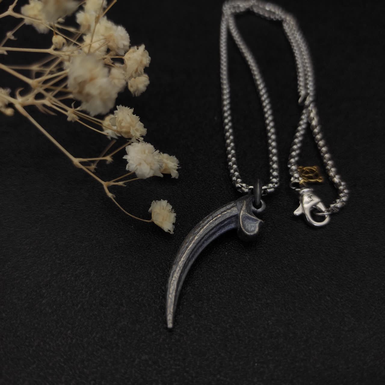 David Yurman Silver Horn Pendant Necklace